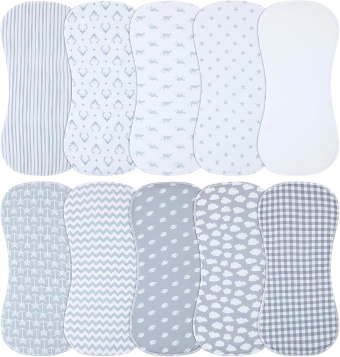 10-Pack Burp Cloths for Baby Boys and Girls by Benoxine