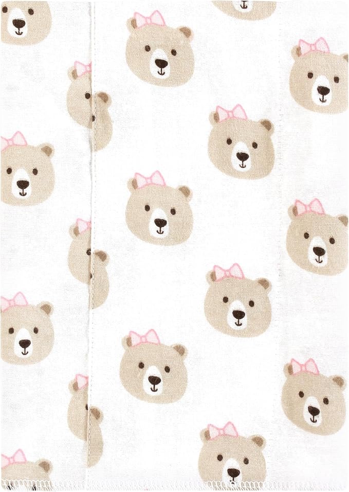 Luvable Friends Hudson Baby Flannel Burp Cloths 7pk, Rosy Taupe Bear - Image 2