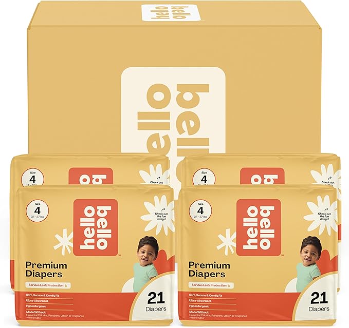 Hello Bello Diapers, Size 4 (22-37 lbs) Wild Cats, 84 Count Value Pack of Premium Disposable Baby Diapers, Hypoallergenic with Soft, Cloth-Like Feel