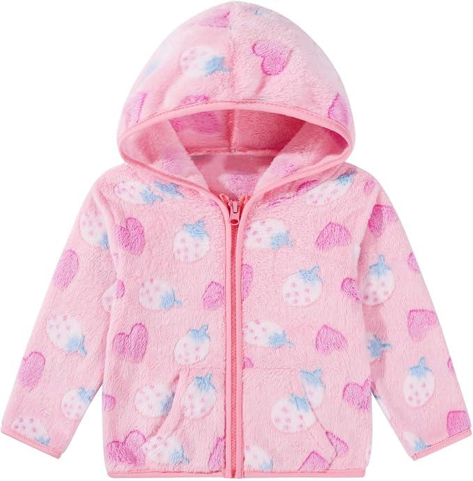 Toddler Baby Girl Fleece Jackets Fall Clothes Hooded Zip Fuzzy Coats by Adarl
