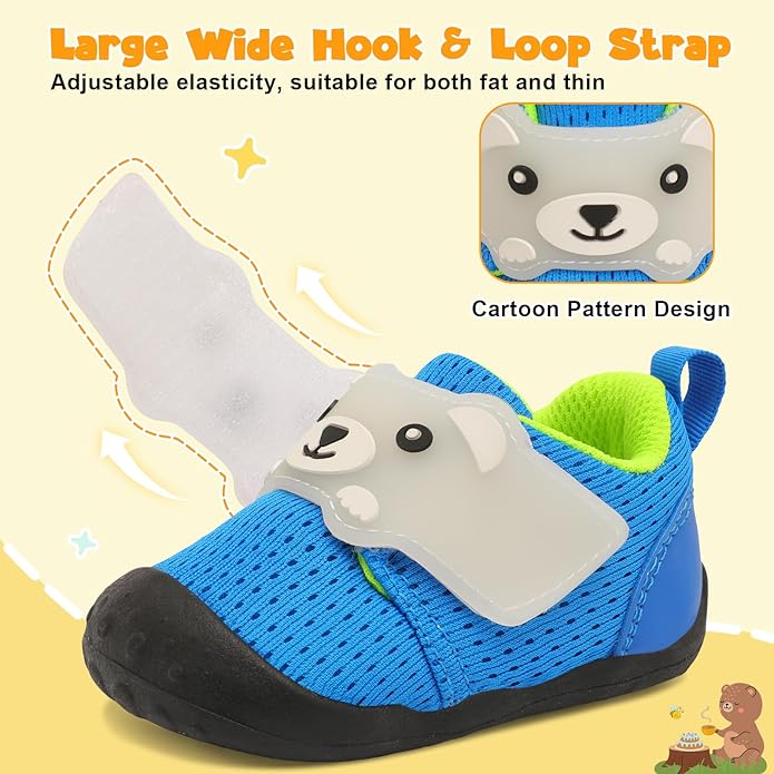 FEETCITY Baby Walking Shoes Wide Baby Shoes Boys Girls Infant Sneakers Crib Shoes Breathable Toddler Barefoot Shoes Slip On Shoes
