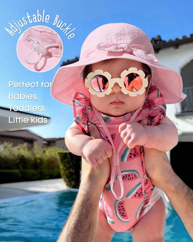 FURTALK 3 Pack Baby Sun Hat Toddler Beach Hat Girls UPF 50+ Wide Brim Infant - Image 8