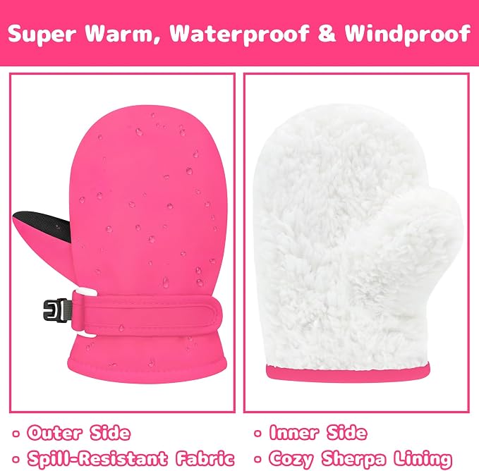Olreco Baby Toddler Mittens Waterproof Infant Baby Winter Mittens Toddler Snow - Image 2