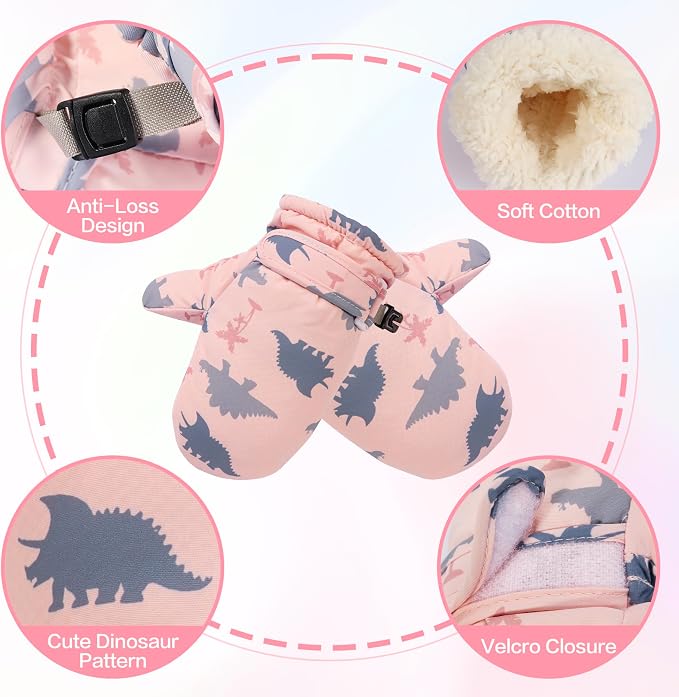 Toddler Mittens Lined Fleece Snow Gloves - Image 2