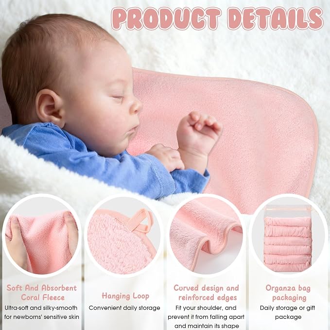 Hahafelt 6 Pack Pink Baby Burp Cloths - Image 3