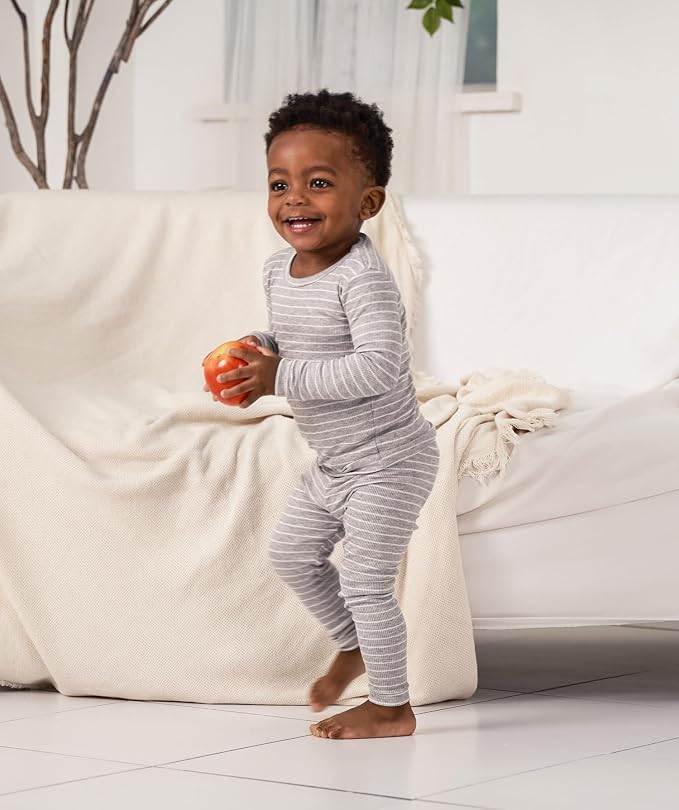 AVAUMA Stripe Pattern Baby Boys Girls Pajama Set Kids Toddler Snug fit Ribbed - Image 2
