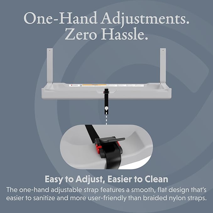Foundations Elements Horizontal Wall-Mounted Baby Diaper Changing Station, Heavy Duty Stainless Steel Hinge, Oversized Changing Surface, Easy Installation, Gray (300-EH-01)