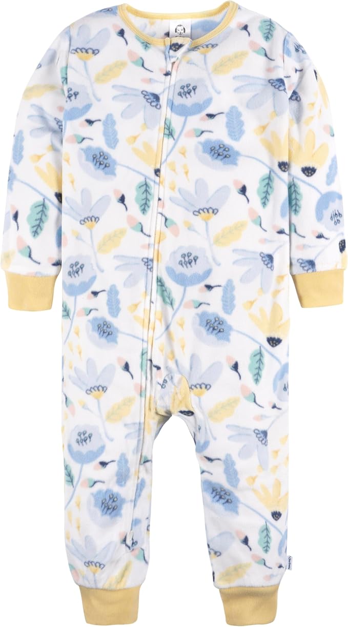 Gerber Baby & Toddler Girls Loose Fit Fleece Footless Pajamas 3-Pack - Image 2