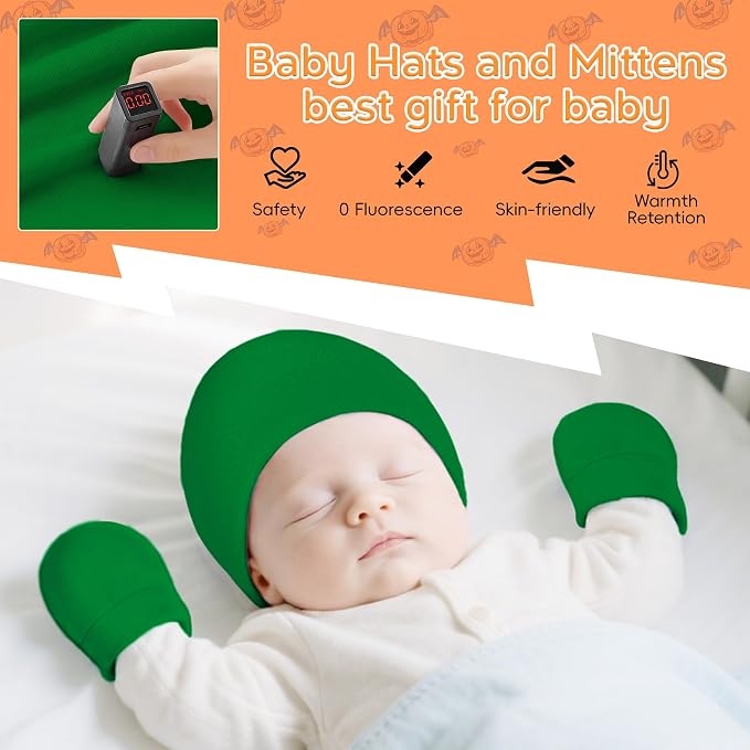 Zando Anti-Scratch Baby Hats Mittens Warm Newborn Infant Boys Girls 0-6M | - Image 2