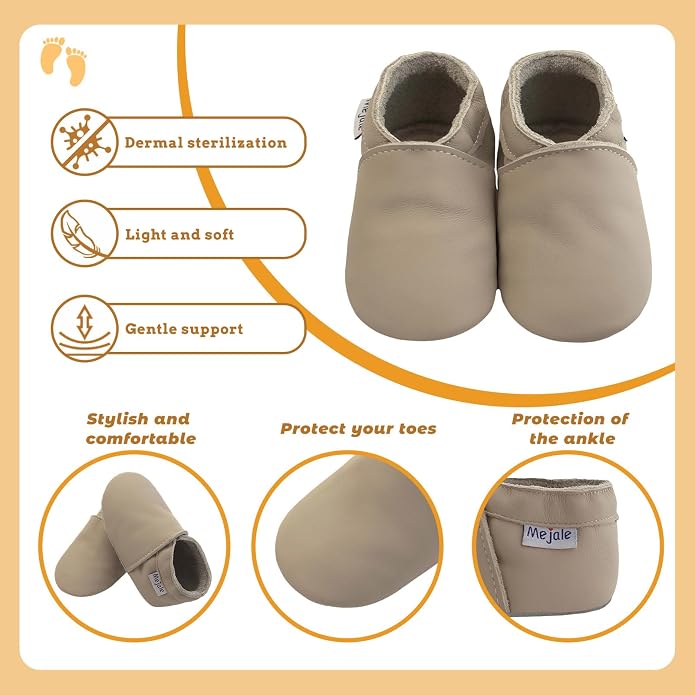 Mejale Baby Infant Toddler Shoes Slip-on Soft Sole Leather Moccasins Pre-Walkers - Image 4