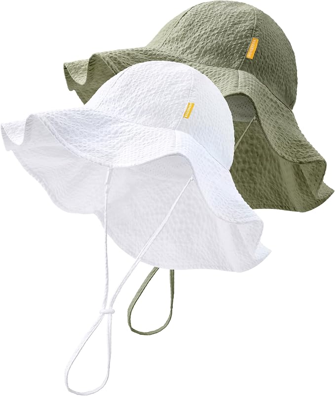 HONGTEYA Baby Sun Hat Wide Brim Adjustable Toddler Beach Bucket Hat | Soft by HONGTEYA