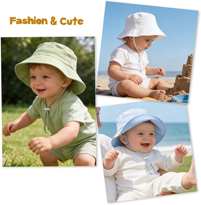 Baby Sun Hat Infant Toddler Summer Cotton Yarn Bucket Hat - Image 7
