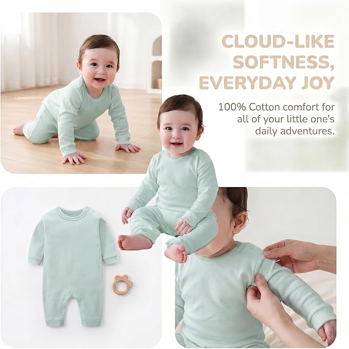 Unisex Baby romper, Long Sleeve 100% Cotton Baby Clothes, Baby Footless Jumpsuit - Image 3