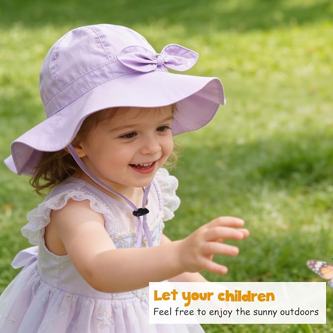 Baby Girl Sun Hat with UPF 50+ Outdoor Adjustable Beach Hat with Wide Brim - Image 3