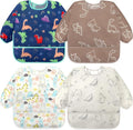 Accmor 4 Pack Long Sleeve Bibs, Baby Smock Waterproof Full Sleeved Bib by Accmor