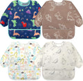 Accmor 4 Pack Long Sleeve Bibs, Baby Smock Waterproof Full Sleeved Bib by Accmor