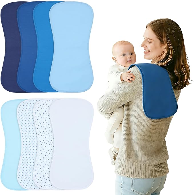 Baby Burp Cloths 8-Pack, Waterproof Burping Cloths, 4-Layer Super Absorbent & by Benoxine