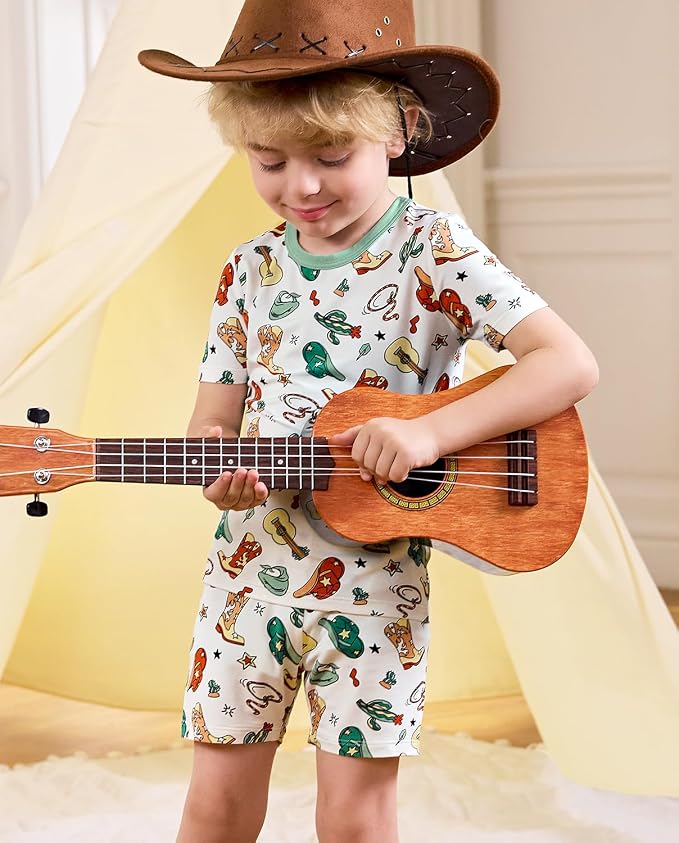 babee Reshinee Bamboo Viscose Toddler Boys Pajamas Set, Short Sleeve Kids - Image 5