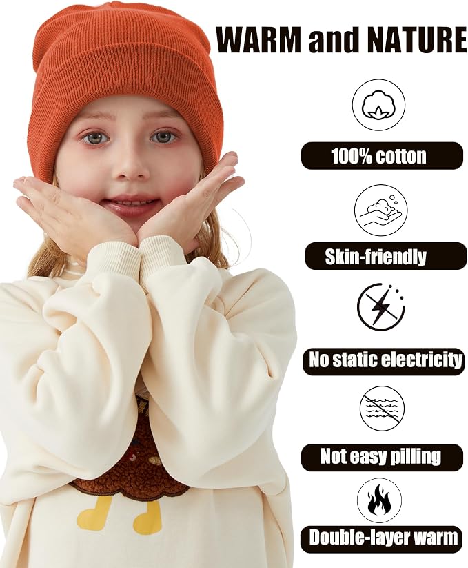 ROYBENS 100% Cotton Baby Beanie Cute Toddler Winter Hat Knit Caps Ages 0-8 | - Image 3