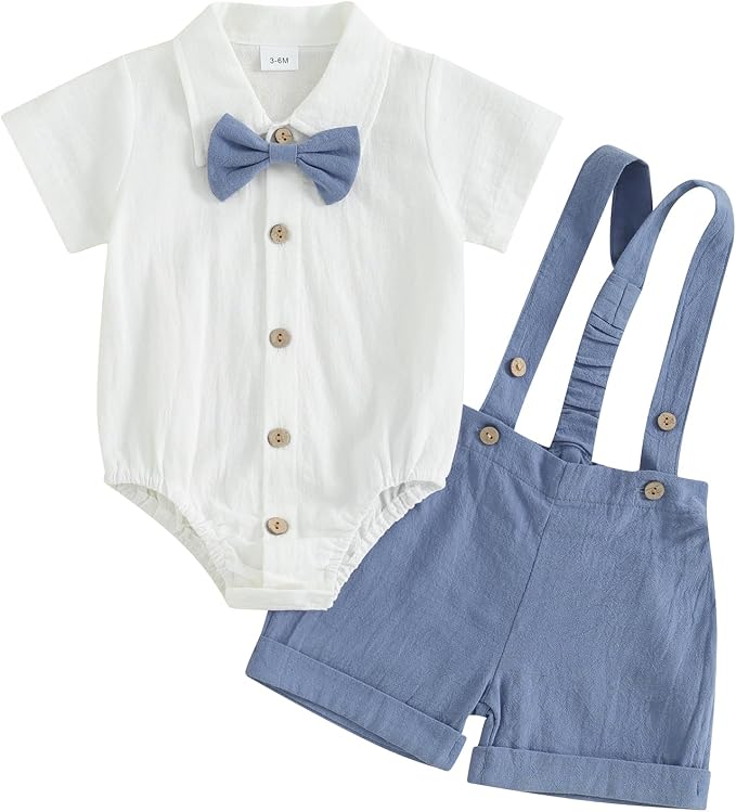 PUHHAPIEY Baby Boy Gentleman Wedding Outfit Dress Romper Suspender Pants | 0 3 by PUHHAPIEY