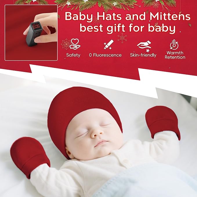 Zando Anti-Scratch Baby Hats Mittens Warm Newborn Infant Boys Girls 0-6M | - Image 2
