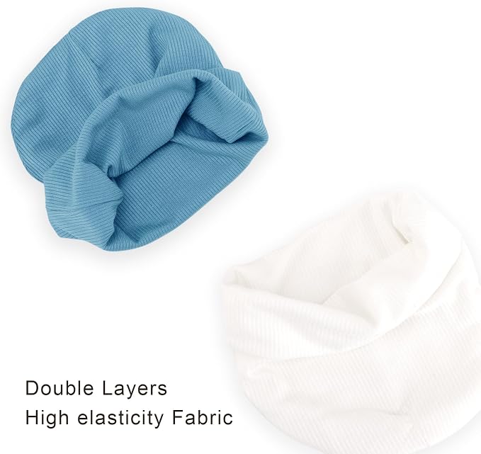 BQUBO Baby Hats and Mittens Infant Cotton Beanie Gloves No Scratch Set Newborn - Image 7