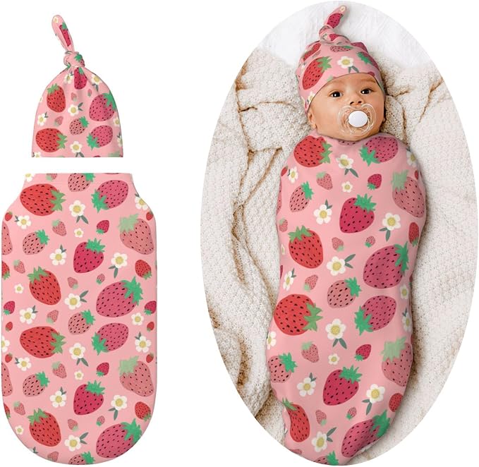 Strawberry Swaddle Blankets Soft Receiving Blanket Baby Swaddle Wrap by Figtihw