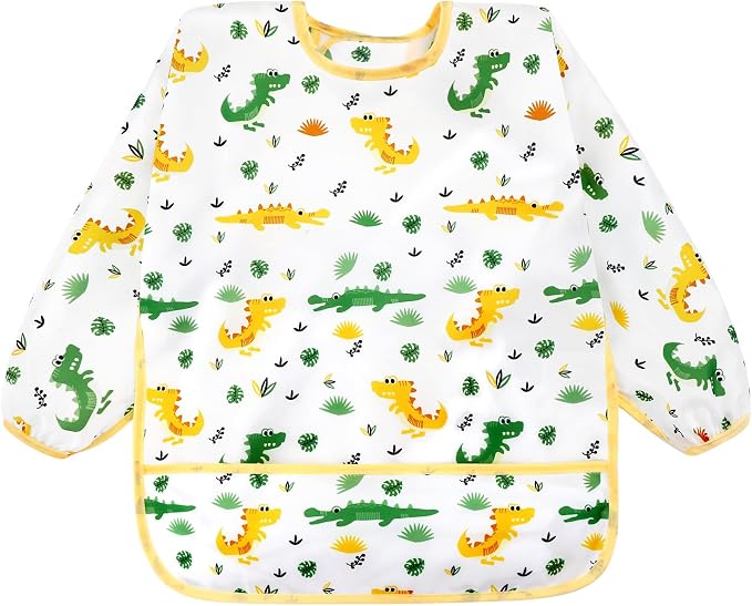Accmor 4 Pack Long Sleeve Bibs, Baby Smock Waterproof Full Sleeved Bib - Image 8