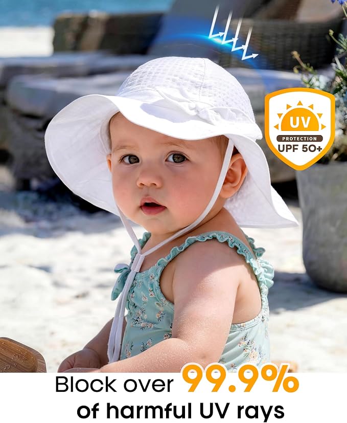 FURTALK 3 Pack Baby Sun Hat Toddler Beach Hat Girls UPF 50+ Wide Brim Infant - Image 2
