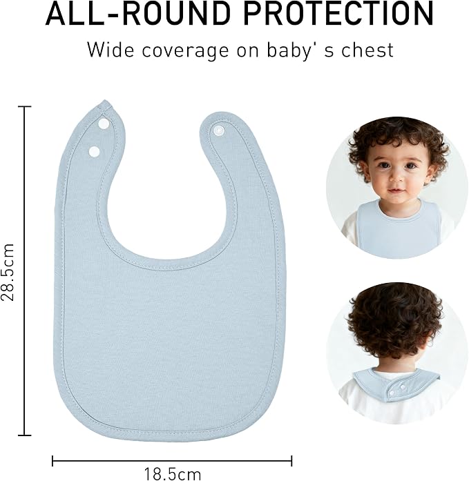 10 Pack Cotton Snap Bibs for Baby Boy Girl, Super Soft Drool Bibs for Teething - Image 7