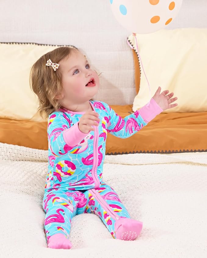 babee Reshinee Viscose Derived from Bamboo Baby Footie Pajamas Convertible - Image 4