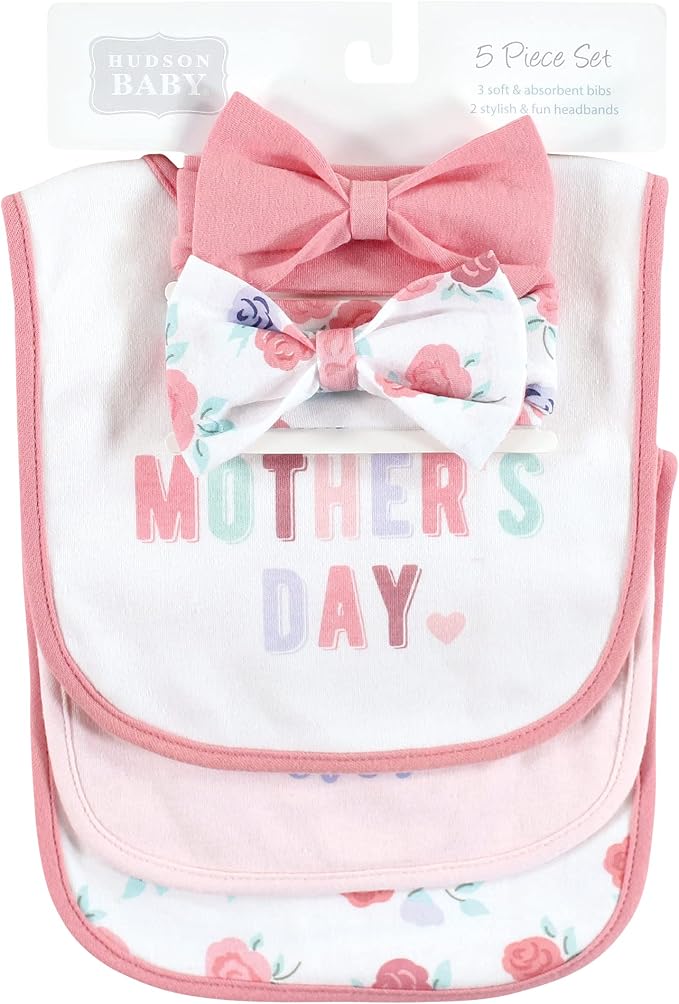 Hudson Baby Unisex Baby Cotton Bib and Headband Set - Image 2