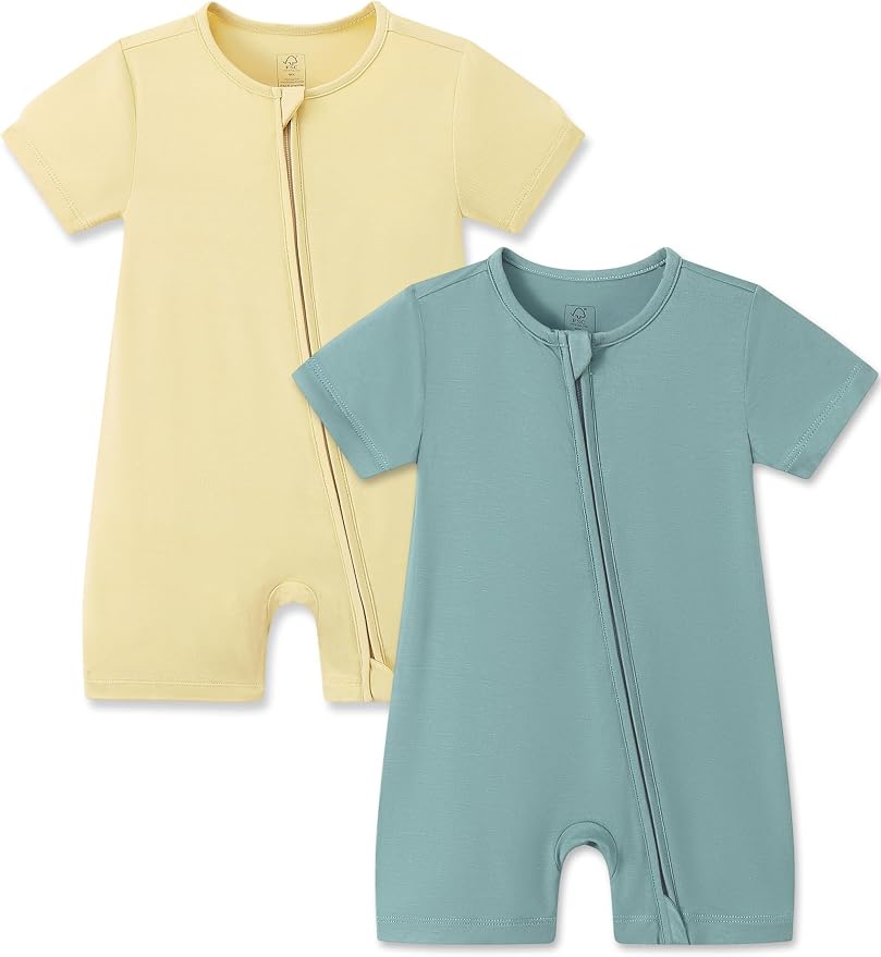 JunNeng Short Sleeve Romper, Rayon from Bamboo Baby Boy Sleeper Jumpsuit by JunNeng