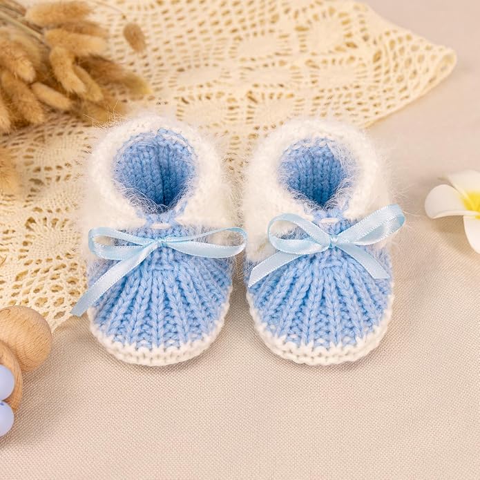 Meckior Baby Booties Newborn First Walkers Cozy Shoes Warm Hand Crochet Knit - Image 5