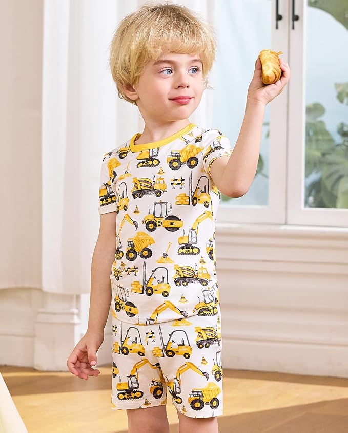 babee Reshinee Bamboo Viscose Toddler Boys Pajamas Set, Short Sleeve Kids - Image 4