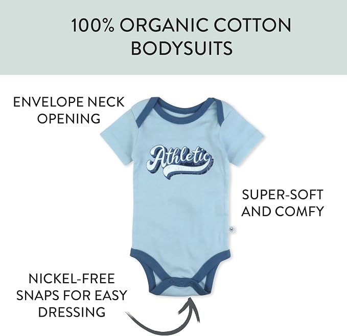 HonestBaby 5-pack Short Sleeve Bodysuits One-piece 100% Organic Cotton - Image 3
