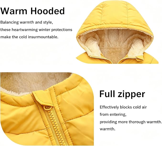 Baby Winter Coats Toddler Hooded Jackets Cotton Warm Lined Puffer Outerwear - Image 5