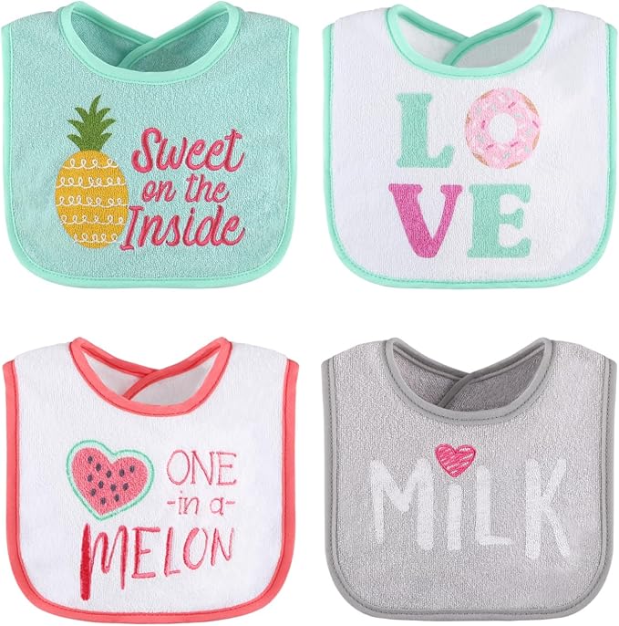 The Peanutshell Baby Girl Terry Bib Set of 8-100% Cotton, Absorbent Baby Bibs - Image 4