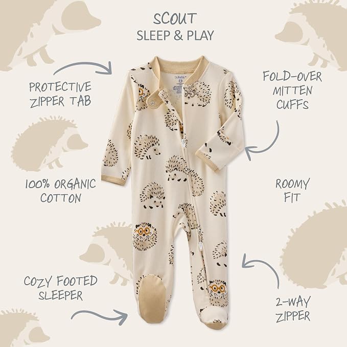 Butterblu Scout Sleep & Play 100% Organic Cotton Footed Zip Front PJs | GOTS - Image 2