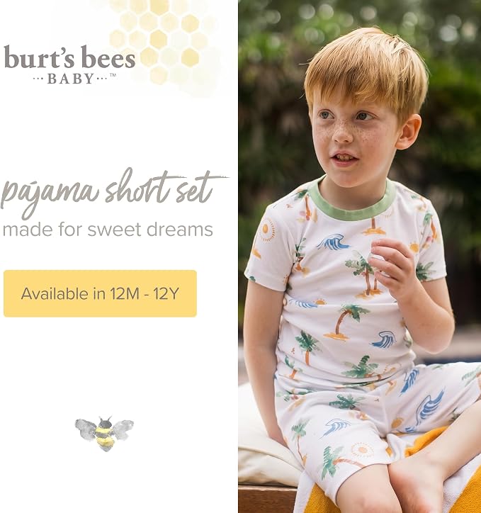 Burt's Bees Baby Unisex Organic Cotton Short Sleeve & Shorts PJ Set, 2-PC | - Image 5