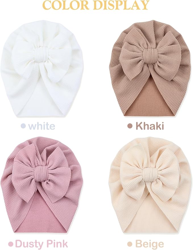 Cinaci 4 Pieces Baby Girls Turban Hats - Image 4