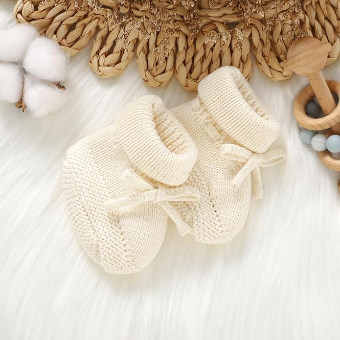 Hadetoto Newborn Baby Booties Cotton Knit Shoes | Soft, First Walkers, - Image 5