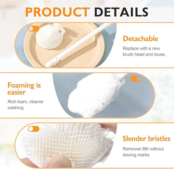 360° Flexible Silicone Bottle Brush with Long Handle,2025 New Multifunction Cleaning Foldable Cleaning Tool,Soft Bristle Silicone Cup Brush for Narrow Neck Bottles,Water Bottles (Blue B/1pcs)