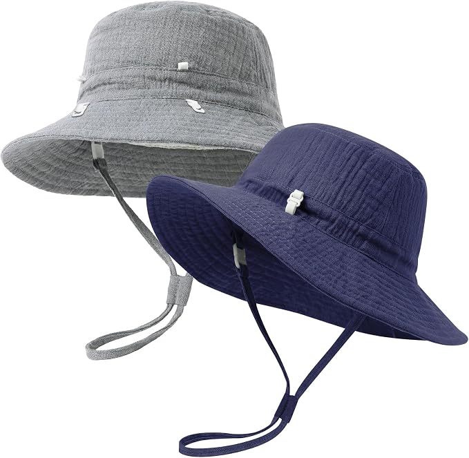 Play Tailor 2 Pack Newborn Baby Sun Hat Breathable Muslin Cotton Cap 0-24M | by PlayTailor