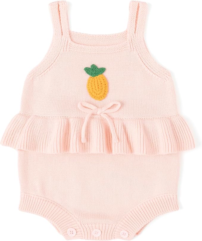 Simplee kids Baby Girl Romper, Sleeveless Pompoms Square Neck | Soft Breathable - Image 2