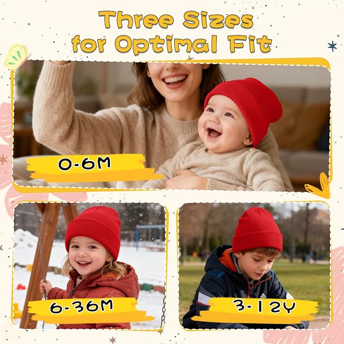 ZOORON Toddler Beanie Baby Kids Beanies Warm Winter Hat Knit Skull Cap - Image 2