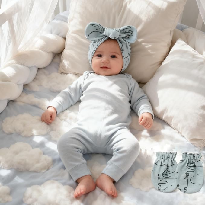 LIDHAY 4PCS Newborn Baby Hospital Hats Beanie Bow Infant Caps Cotton Preemie - Image 4