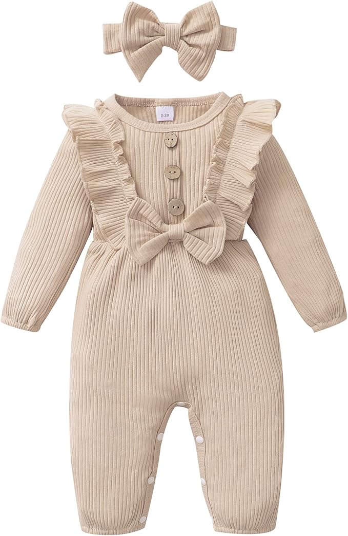 Mioglrie Newborn Baby Girl Clothes 1 Piece Infant Fall Winter Romper Outfit | by Mioglrie