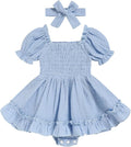 GRNSHTS Baby Girl Romper Dress, Puff Sleeve Smocked Outfit by GRNSHTS