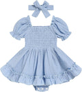 GRNSHTS Baby Girl Romper Dress, Puff Sleeve Smocked Outfit by GRNSHTS